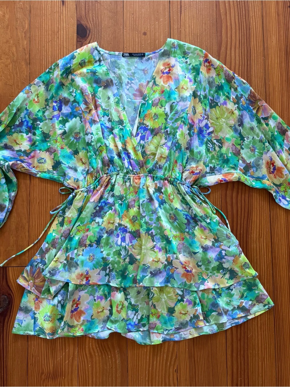 Zara Multicolor Floral V-Neck layered dress